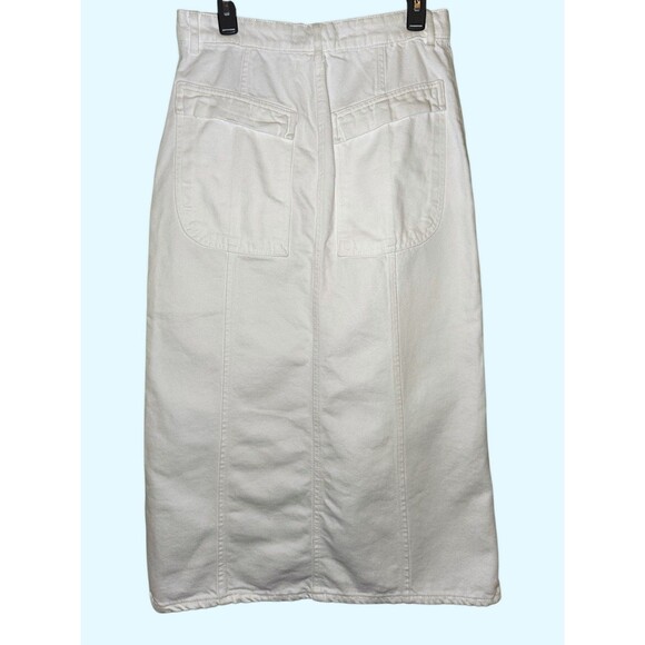 ZARA The Cargo White Denim Maxi  Front Slit Skirt NWT Light Academia Preppy Core - Picture 7 of 7